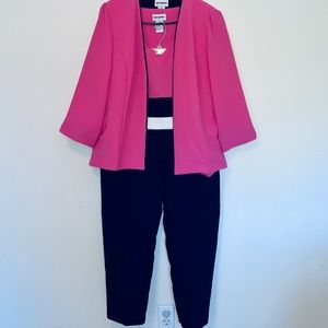 PERCEPTIONS PINK & NAVY BLUE 3 PIECE PANT SUIT